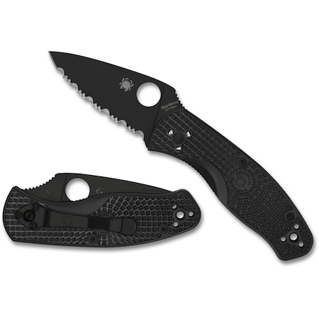 Spyderco 2023 Spyderco Reveal 9, Persistence Lightweight Black Blade, Serrated Edge SPY-C136SBBK